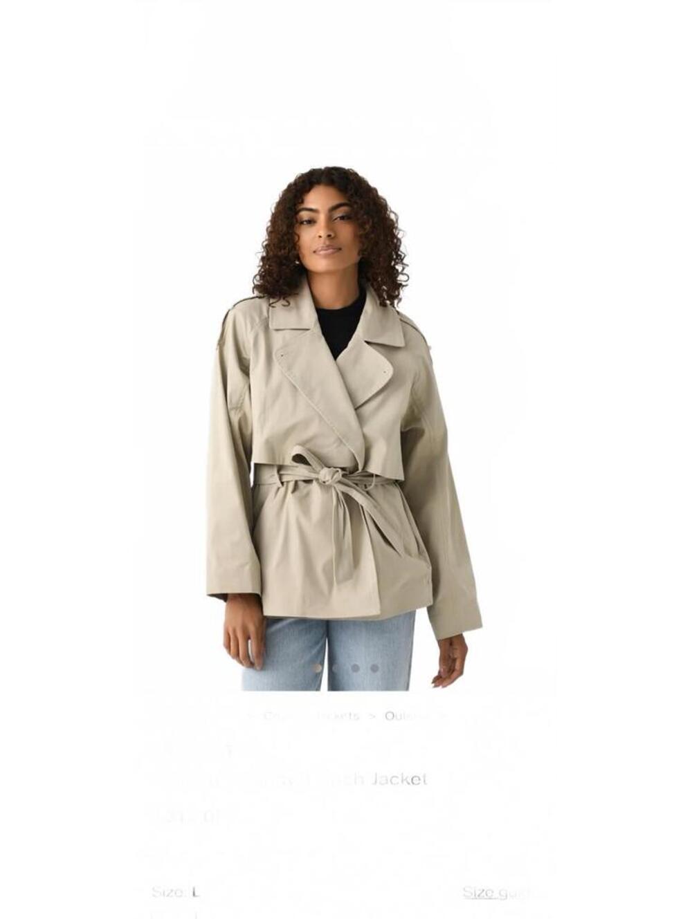 Velvet by Graham and Spencer Women's Beige Cotton Blend Nancy Trench Jacket, M